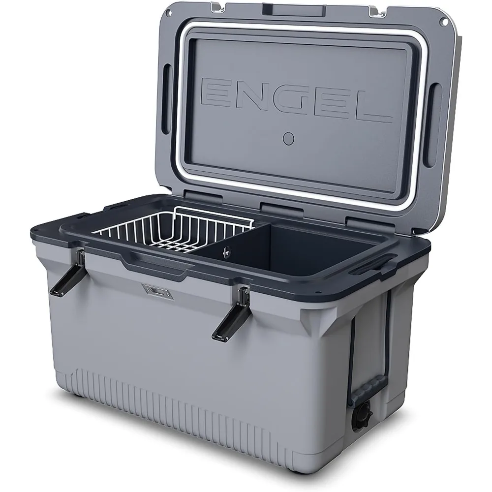 

60 QT Ultra-Light Injection Molded Cooler - Ice Chest Keeps Ice up to 7 Days - Large Cooler Includes Wire Basket