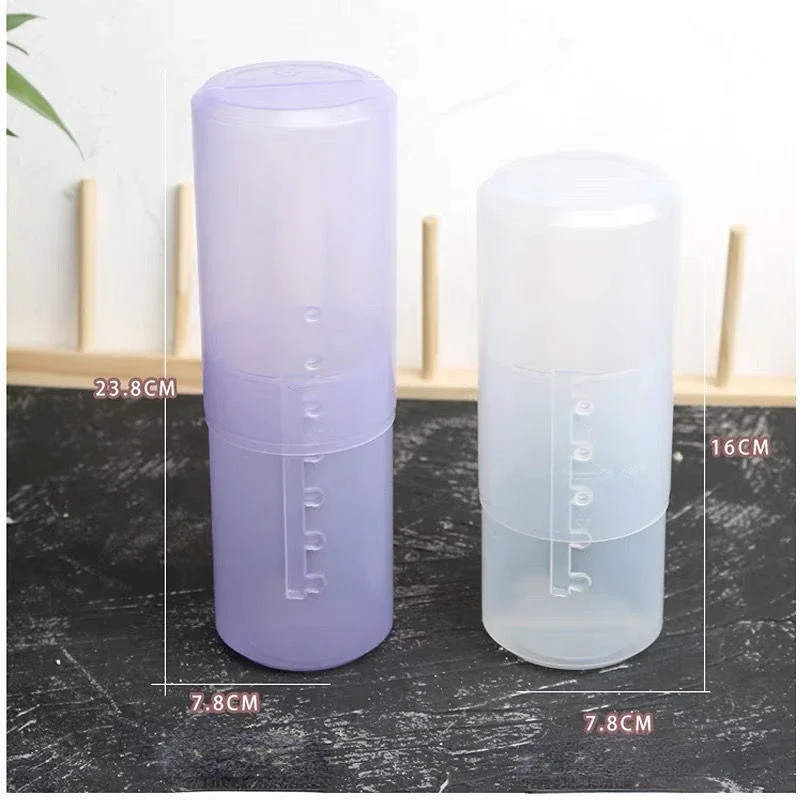 1PC Transparent Adjustable Height PVC Makeup Brush Holder Display Storage Cup Organizer With Lid Dustproof Toiletry Package Box