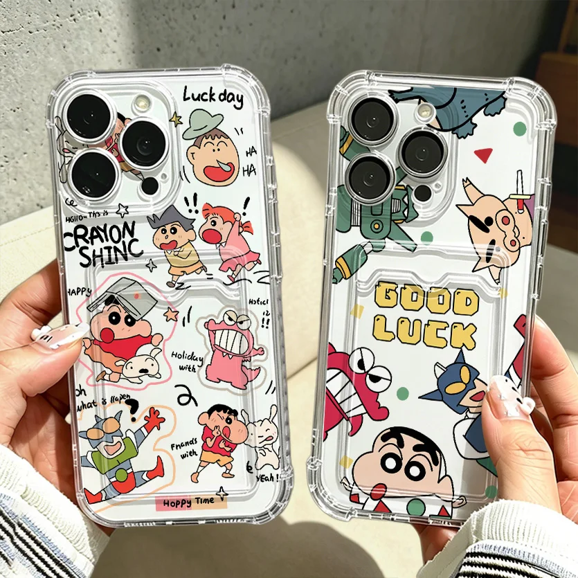 Crayon Shins Card Hold Case for Samsung Galaxy A17 A07 A56 A36 A26 A55 A35 A06 A05 A24 A14 A54 A15 A05S A25 A34 A23 4G 5G Cover