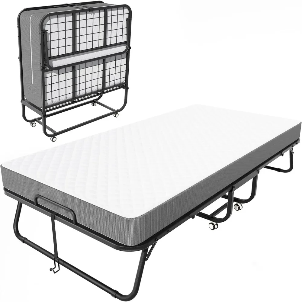 

Folding Bed with Mattress, Twin Size Folded Bed, Foldable Twin Bed for Adults