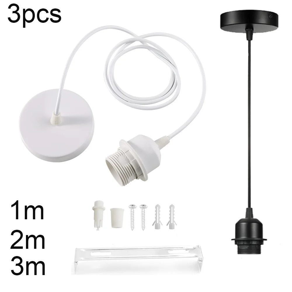 E27 Hanging Lamp Holder 1m 2m 3m Adjustable Cable with Fitting Ring Half Tooth Lamp Socket for Pendant Light lampshade Lamp Base