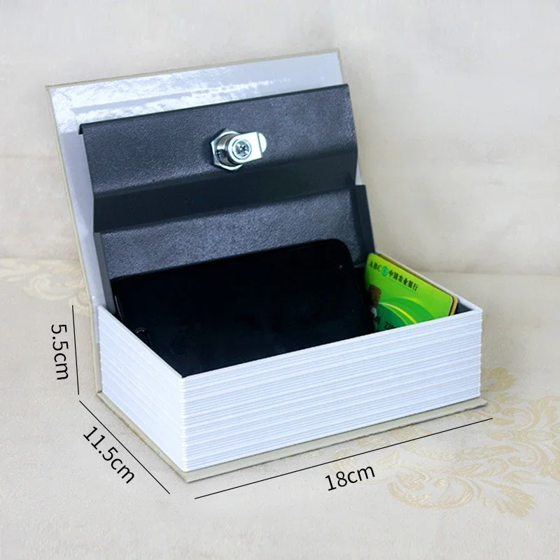 18cm Safe Box with Lock Money Safe Book Key Lock Money Cash Box Certificate Key Locker Book Kid Gift Book Hidden Secret