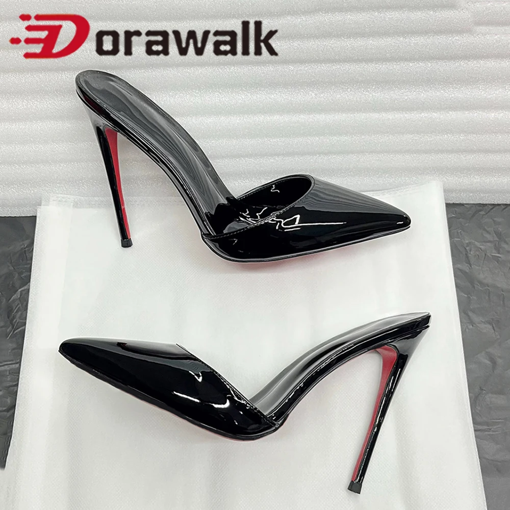 

NEW Woman Sexy Summer Stilettos Slipper High Heels Black inside Sandal Pointed Toe Female Stripper Comfortable Dress Shoes