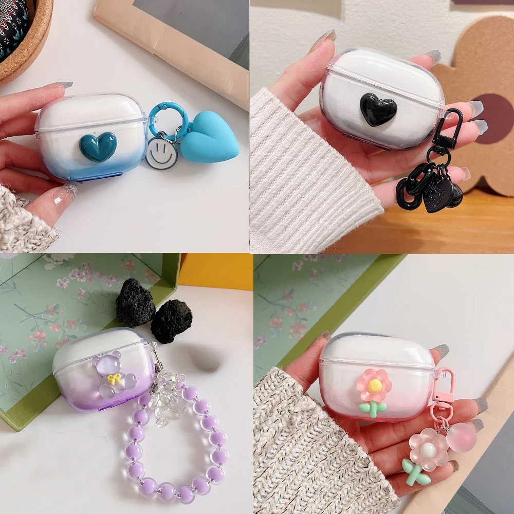 Redmi buds 4 Active чехол мультяшный прозрачный градиентный рисунок/цветок Keychian силиконовый чехол для наушников cute redmi buds 4 Active