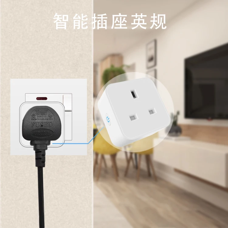 16A Tuya Smart Wifi Plug UK Wireless Control Socket Outlet with Energy Monitering Timer Function Works with Alexa Google Home