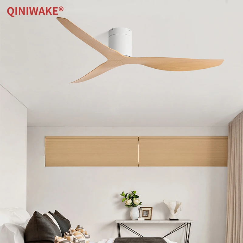 QINIWAKE 45/52/60 Inch Ceiling Fan 6‑Speed Silent DC Inverter Motor Remote Control for Living Dining Room Home Office Indoor
