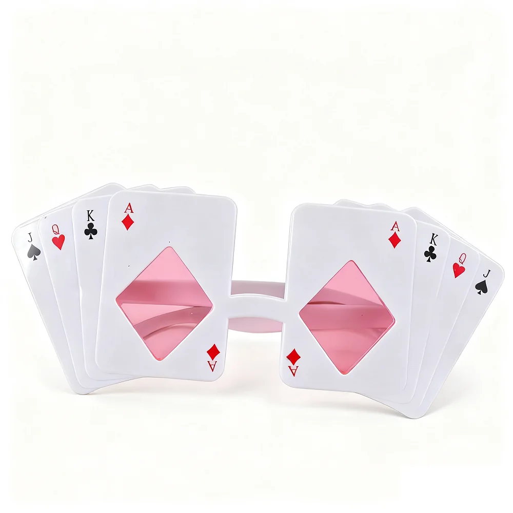 Image 7: Lunettes de soleil pour cartes à jouer, lunettes à dés de Poker, Design Jack Queen King Ace pour fête Las Vegas, accessoires de Costume de Cosplay de nuit de Casino