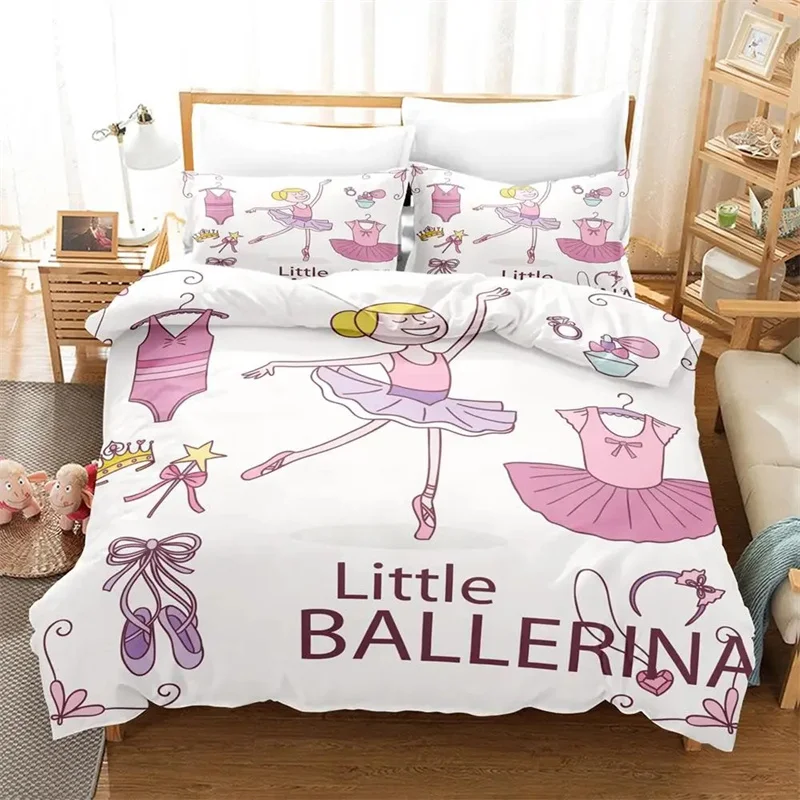 

Cartoon Ballet Dancing Girl Print Polyester Bedding Sets Child Kids Covers Boys Duvet Cover Set For Teens King Size Bedding Set