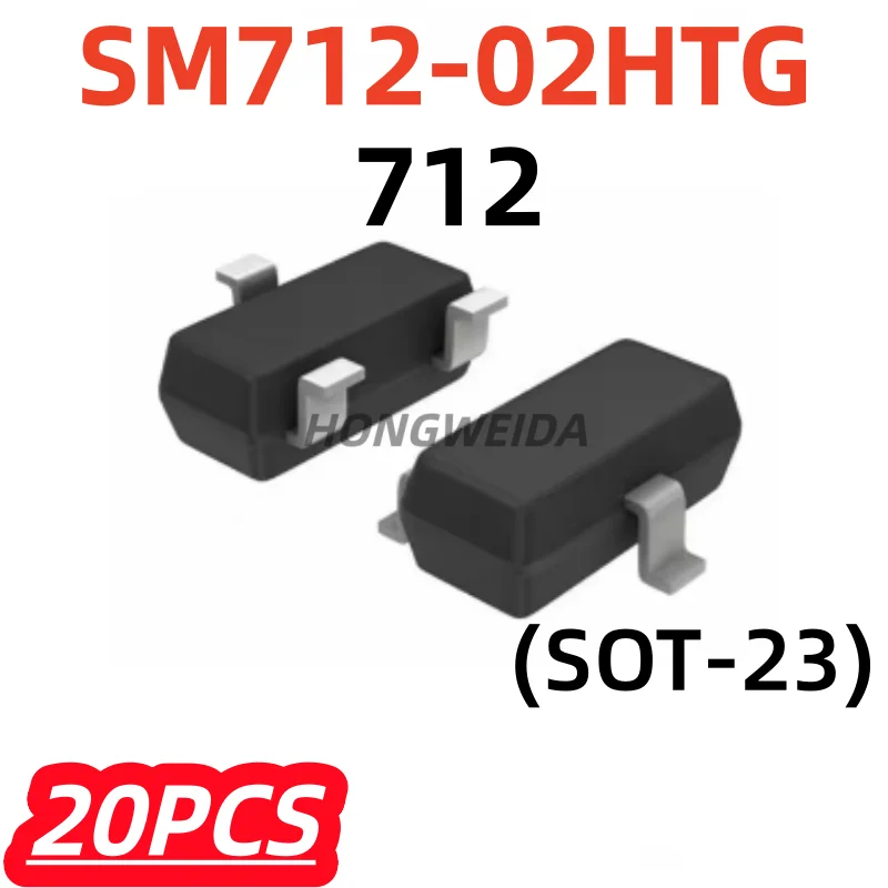 20Pcs/lot 100% New SM712-02HTG SMD SOT-23 Original ESD Electrostatic Protection Diode