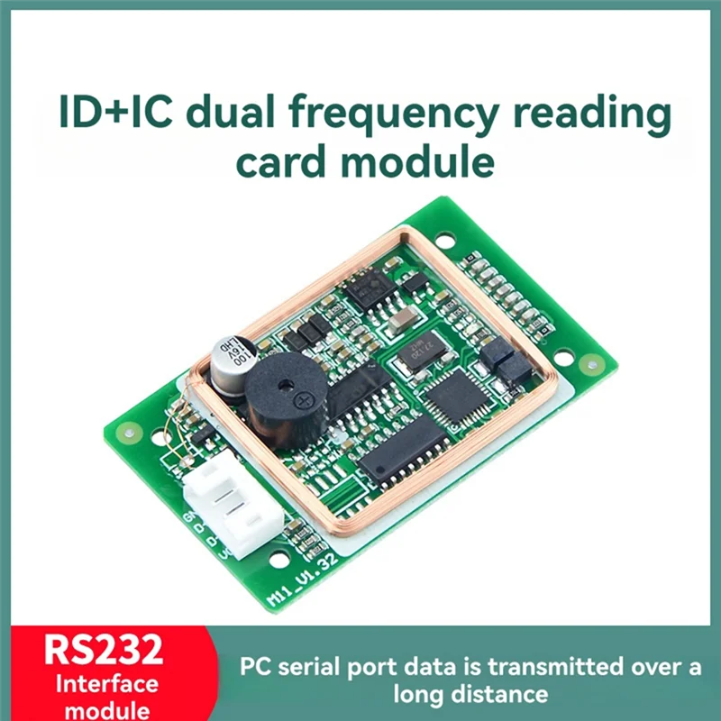 N82R USB RFID Reader Module ID Card+IC Card Reader 13.56Mhz 125Khz Smart Card Reader RS232 Support Window Linux System