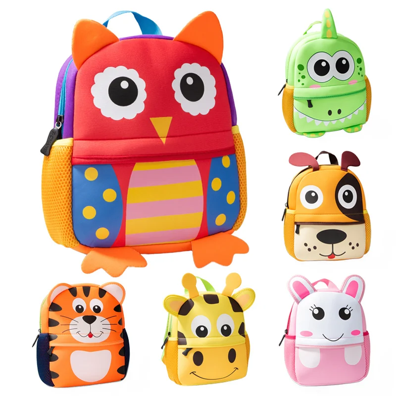 3D Cartoon Owl School Backpacks For Kindergarten Girls Cute Green Dinosaur School Bags Children Waterproof Boys Kids Bag