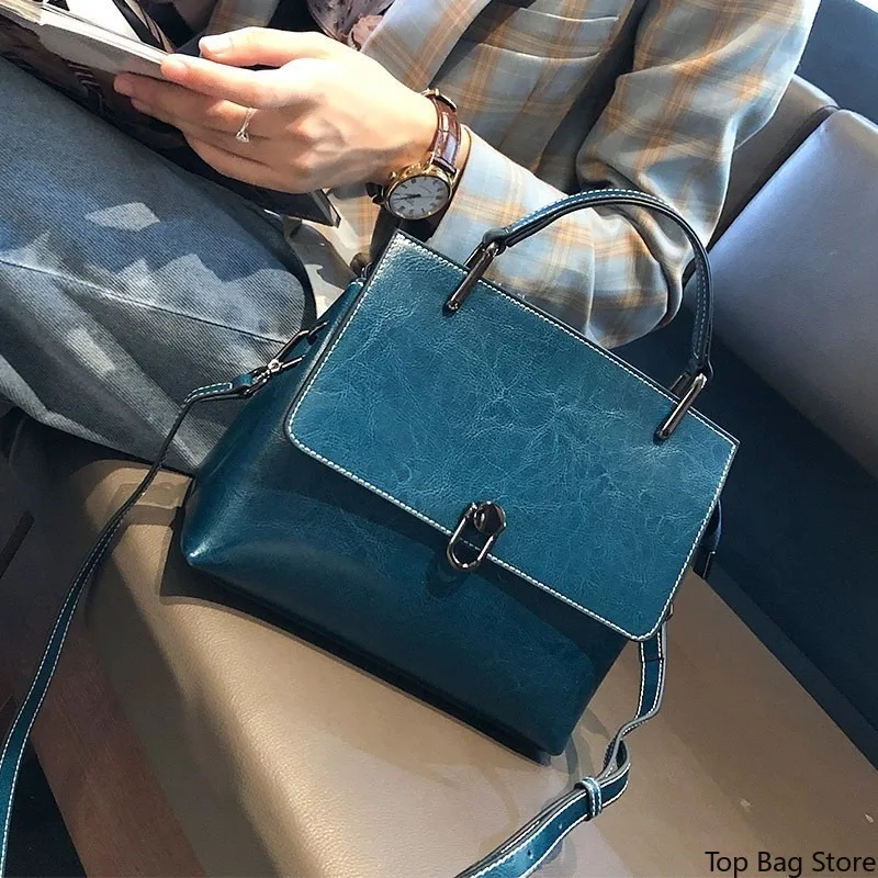 Minimalist Shoulder Bag for Women Genuine Leather Top Grain Leather Everyday Convertible Waxed Adjustable Luxury Handbag