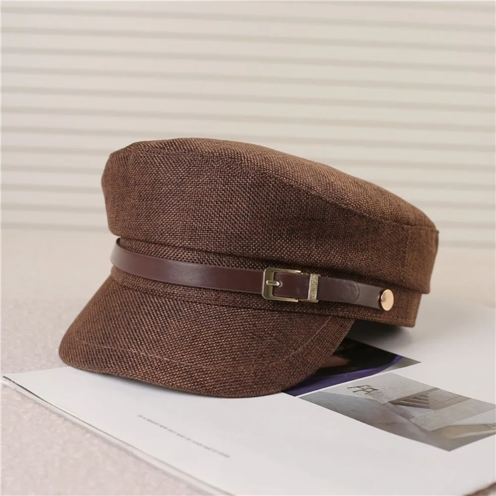 

Fashion Vintage Belt Buckle Beret Leisure Newsboy Octagonal Cap Casual Flat Painter Hat Female