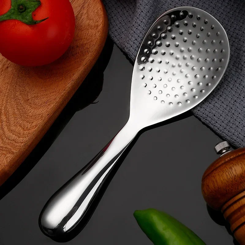 1Pc Large Capacity Rice Spoon Stainless Steel Thicken Long Handle Rice Serving Scoop Household Tableware Kitchen Cooking Utensil