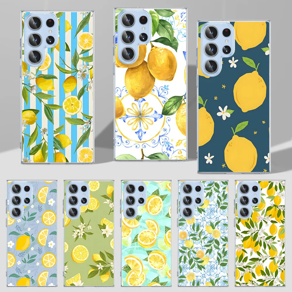 

Summer Fruits Lemon Soft Case for Samsung Galaxy S23 S24 S21 FE S22 S20 Ultra S9 Plus S10 Lite S10e S8 Transparent Phone Cover