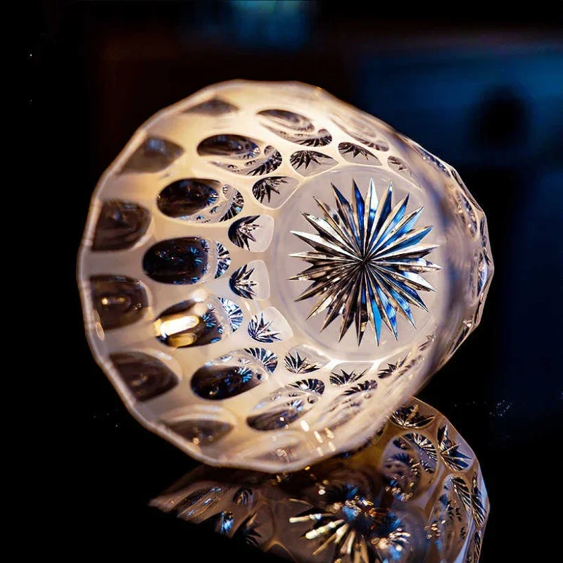 creative foreign wine cup Handmade engraved gift cup Pearl white water wave whisky glass