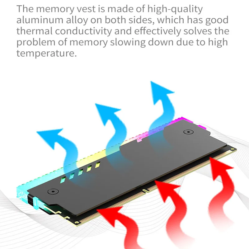 Teucer 5V 3Pin ARGB RAM Heatsink Aura Sync DDR4 DDR3 Memory Heat Sink with Thermal Silicone Pad for Desktop Computer PC Memory