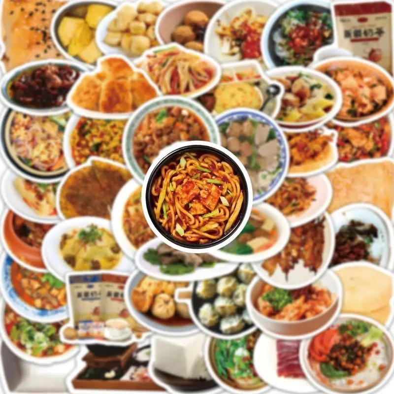 10/30/50Pcs Realistic food flavor snacks sticker cartoon creative waterproof decorative stickers