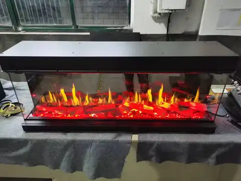 Hot selling  50 &60&72 Inch 3 sided Holographic LCD electric fireplace  with colors changing