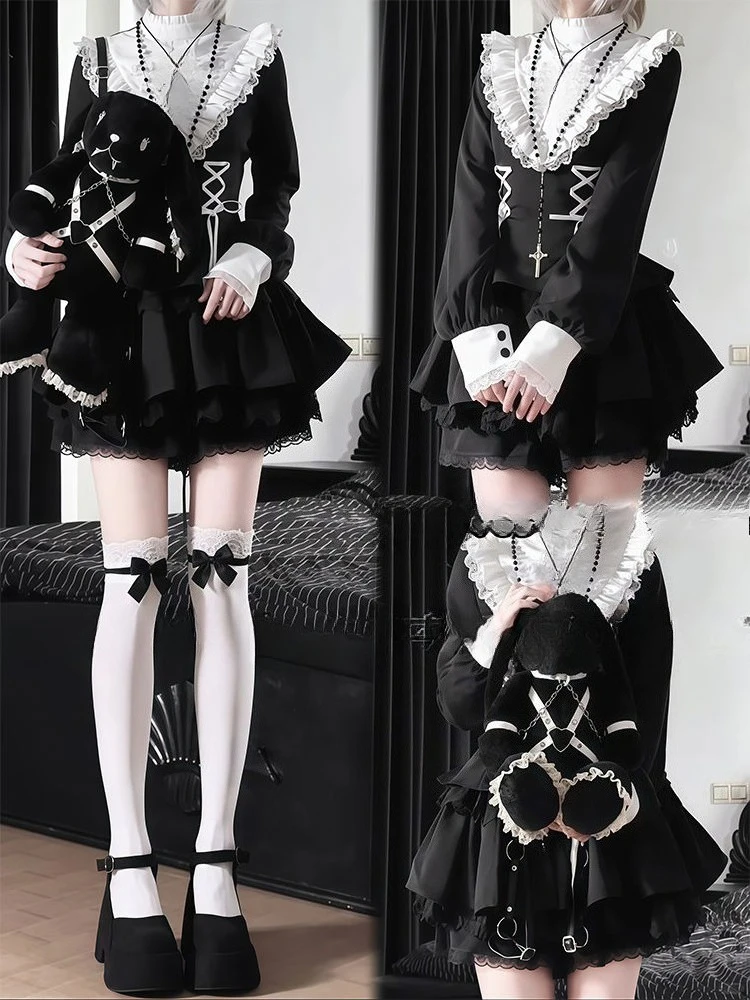 

Sexy Women Dress Summer Elegant Vintage Dress Lolita Gothic Party Black Bodycon Slim French One Piece 2025 Korean Midi Dresses