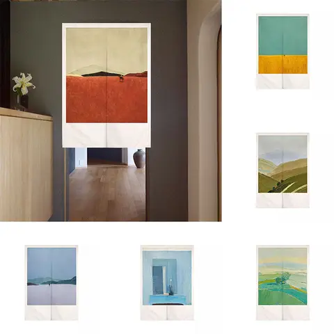 창의적인 오일 자연 풍경 그림 천 커튼, 화장실 주방 파티션 커튼, 하프 패널 걸이식 커튼, 문 커튼