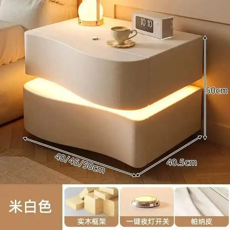 Mesa de Cabeceira com Gavetas Laterais, Mesa Móvel com Gavetas, Cômoda de Luxo para Quarto, Criado-Mudo Nórdico para Quarto