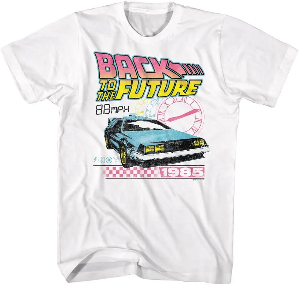 American Classics Back to The Future Logo Clock Car & 88 MPH Adult Short Sleeve T Shirts Retro Style 80s Movies Graphic Tees