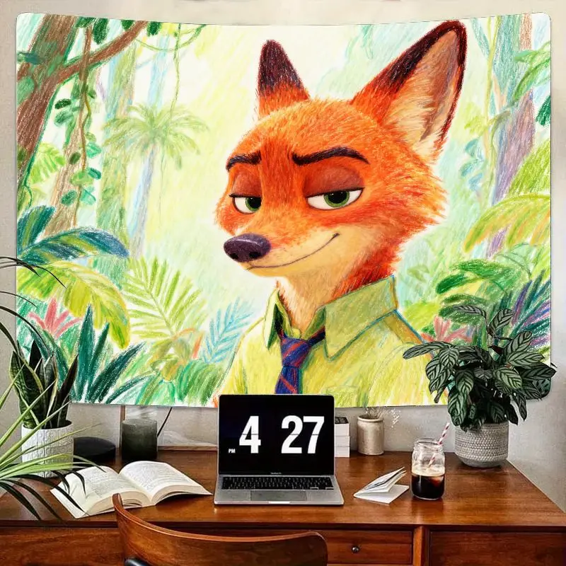 

1PC Zootopia Nick Wilde Cool Fox Tapestry Modern Polyester Wall Art for Bedroom Living Room Dorm Decor Gift for Movie Fans