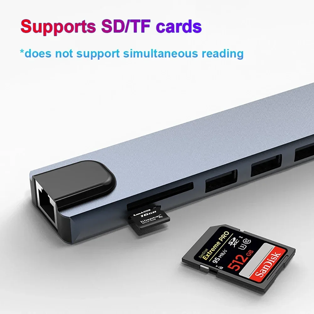 10-em-1 usb c docking station usb c hub tipo c para 4k hdmi adaptador usb c divisor pd/rj45/usb 3.0 5gbps/sd/tf para portátil macbook