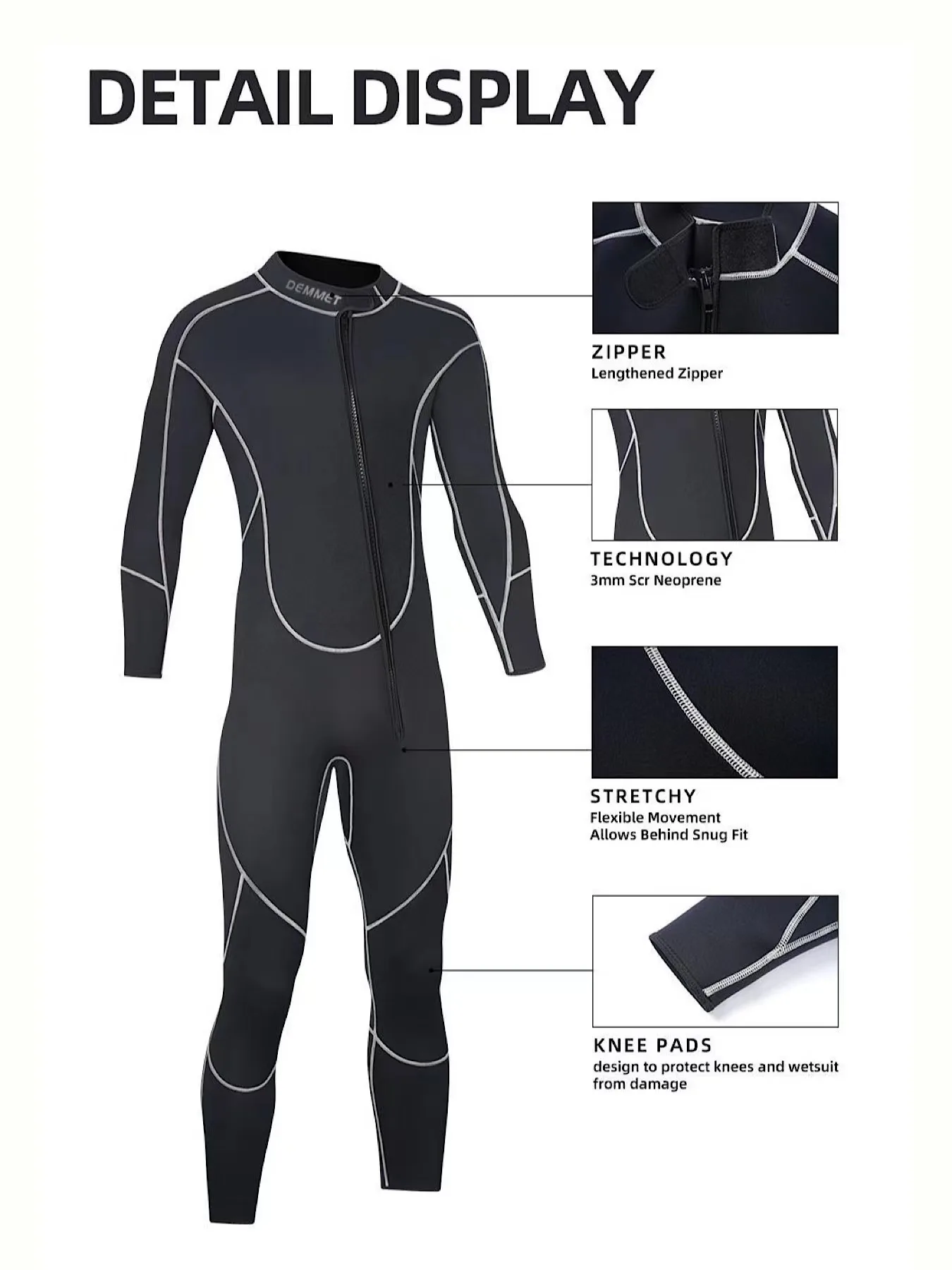 HOT Wetsuits Men 1.5MM Neoprene Diving Surfing Swimming Full Suits in Cold Water Keep Warm Front zipper for Water Sports 110KG