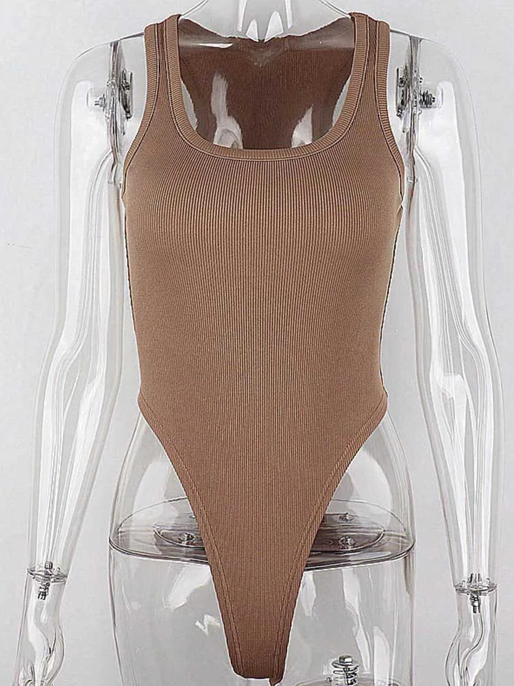 Sleeveless Knit Bodysuit 2023 Hot Summer Sexy Bodycon Off Shoulder Halter Tops Casual Street Bodice For Women ClubWear image 6