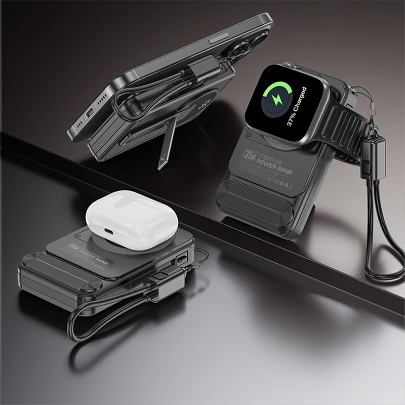 

15W Magsafe Wireless Charger with Cable Stand PD 35W Fast Charging Power Bank 10000mAh For iPhone 16 15 iWatch Samsung Powerbank