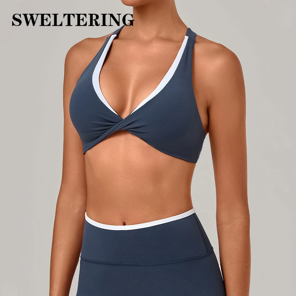 Summer Yoga Bra Women Breathable Push-Up Sports Underwear Female Soft Gym Workout Crop Top Quick Dry Cross Strap Yoga Underwear