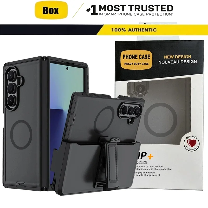 Heavy Duty Rugged Armor Belt Clip Defender Phone Case For Samsung Z Fold 8 Ultra 7 6 5 For Magsafe Shockproof OTT-Box Hard Cover
