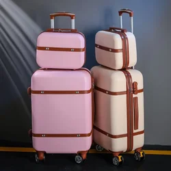 Ensemble de bagages de style rétro pour étudiants, valise à main avec mot de passe, chariot de grande capacité, 26 amarans, 20 po