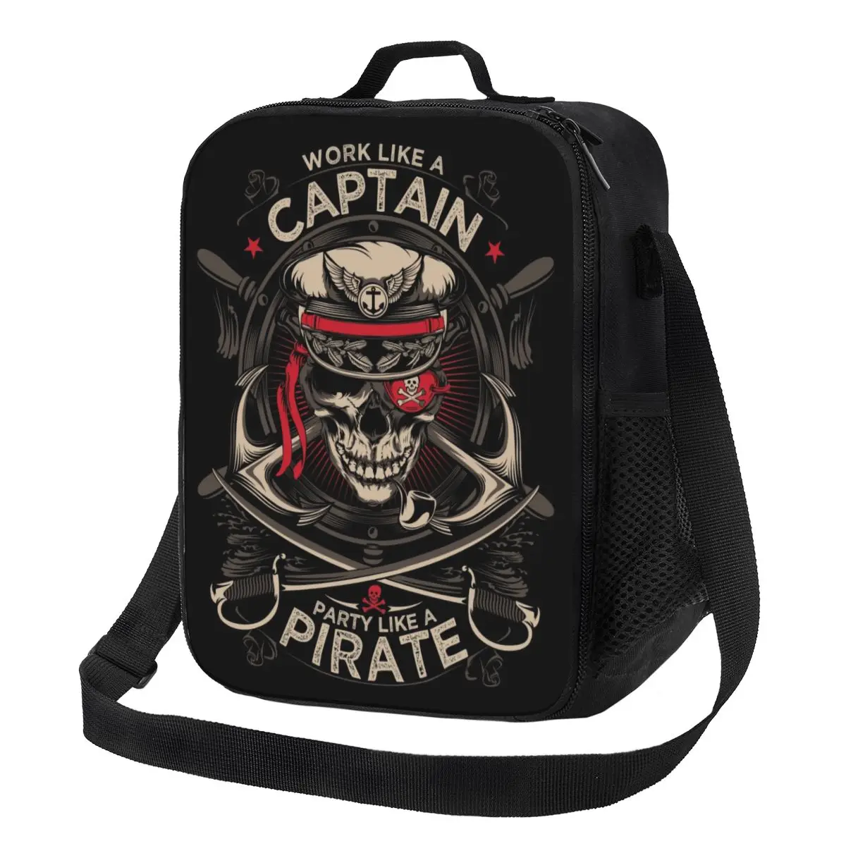 Custom Work Like A Captain Party Like A Pirate Lunch Bag Women Warm Cooler Insulated Lunch Boxes for Adult Office