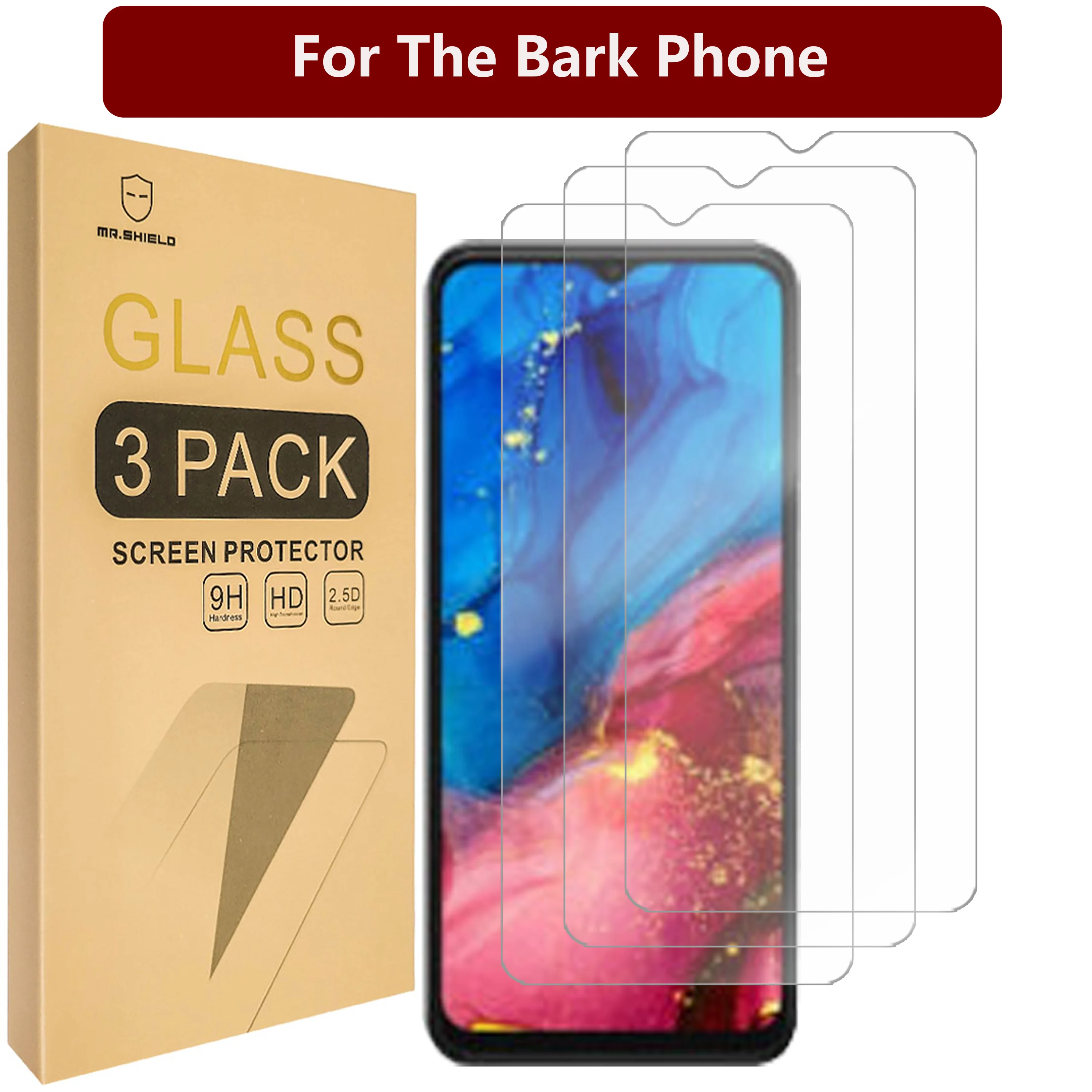 

Mr.Shield Screen Protector compatible with The Bark Phone [Tempered Glass] [3-PACK] [Japan Glass with 9H Hardness]