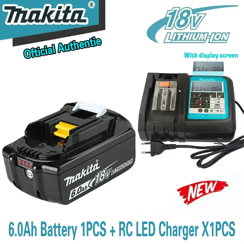 

Makita 18V Battery 6Ah Rechargeable Power Tools Battery with LED Li-ion Replacement LXT BL1860B BL1860 BL1850 dtw700 dga404