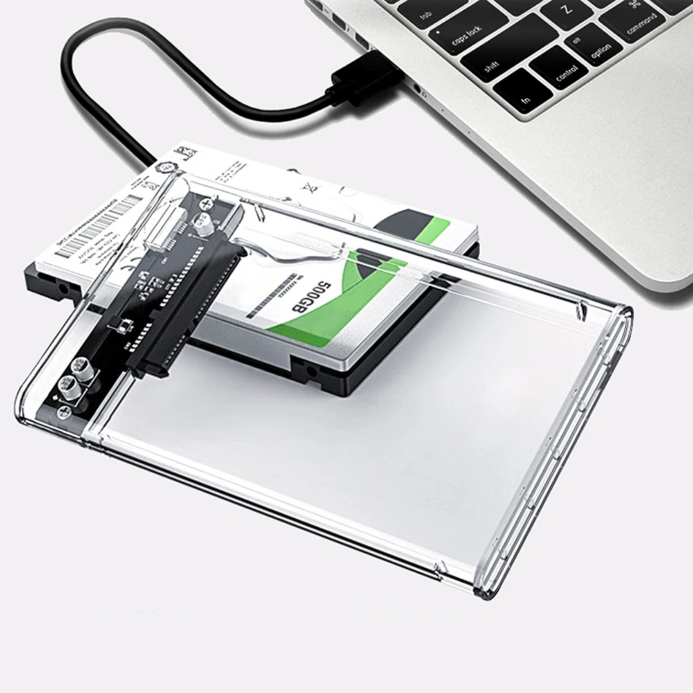 2.5 Inch Transparent Box HDD Enclosure USB 2.0 USB 3.0 Mobile Hard Drive Case SSD Solid State Drive Box SATA for MacBook PC