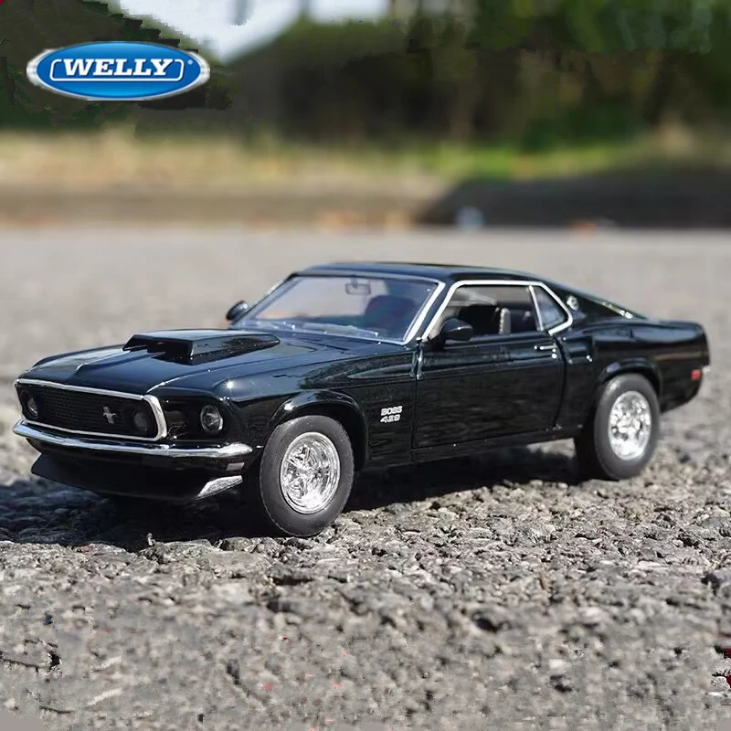 WELLY 1:24 Ford Mustang Boss 429 Alloy Sports Car Model Diecasts Metal Classic Racing Vehicle Car Model Simulation Kids Toy Gift