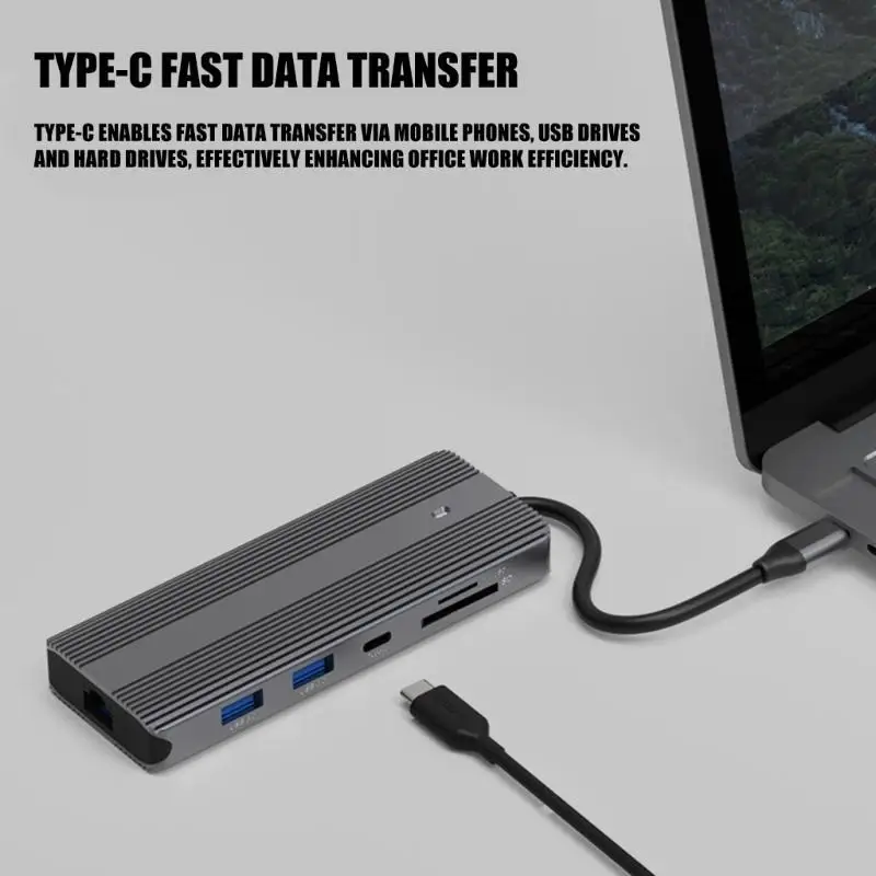 محطات إرساء Y1UB 11 في 1 USB C مع HDTV 4K @ 60 هرتز DisplayPort جيجابت إيثرنت USB3.0 قارئ بطاقات PD شحن 100 وات