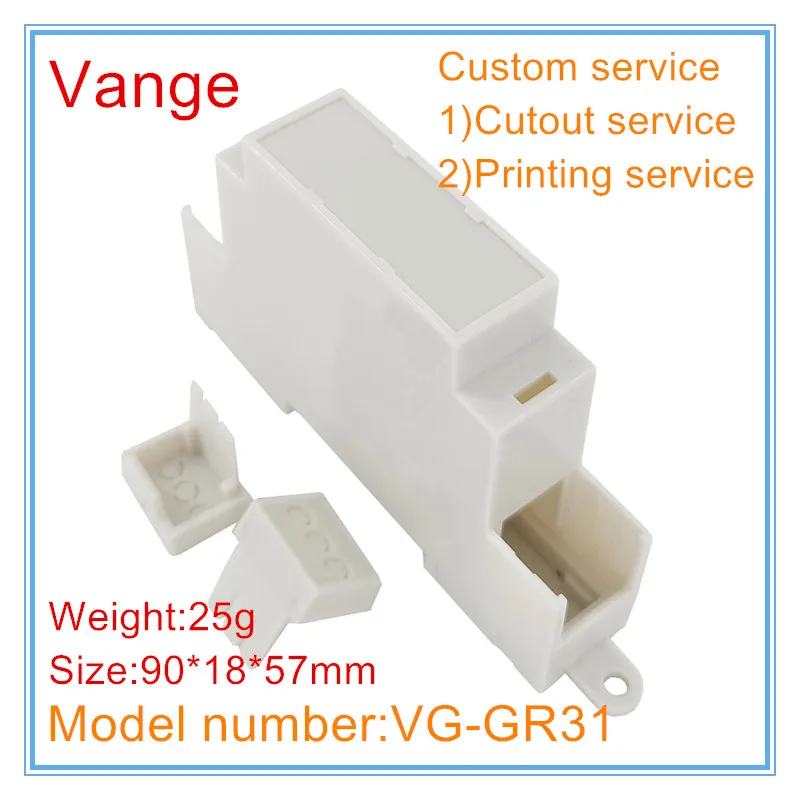 Vange din rail PCB housing 90*18*57mm PC plastic enclosure case diy view 4