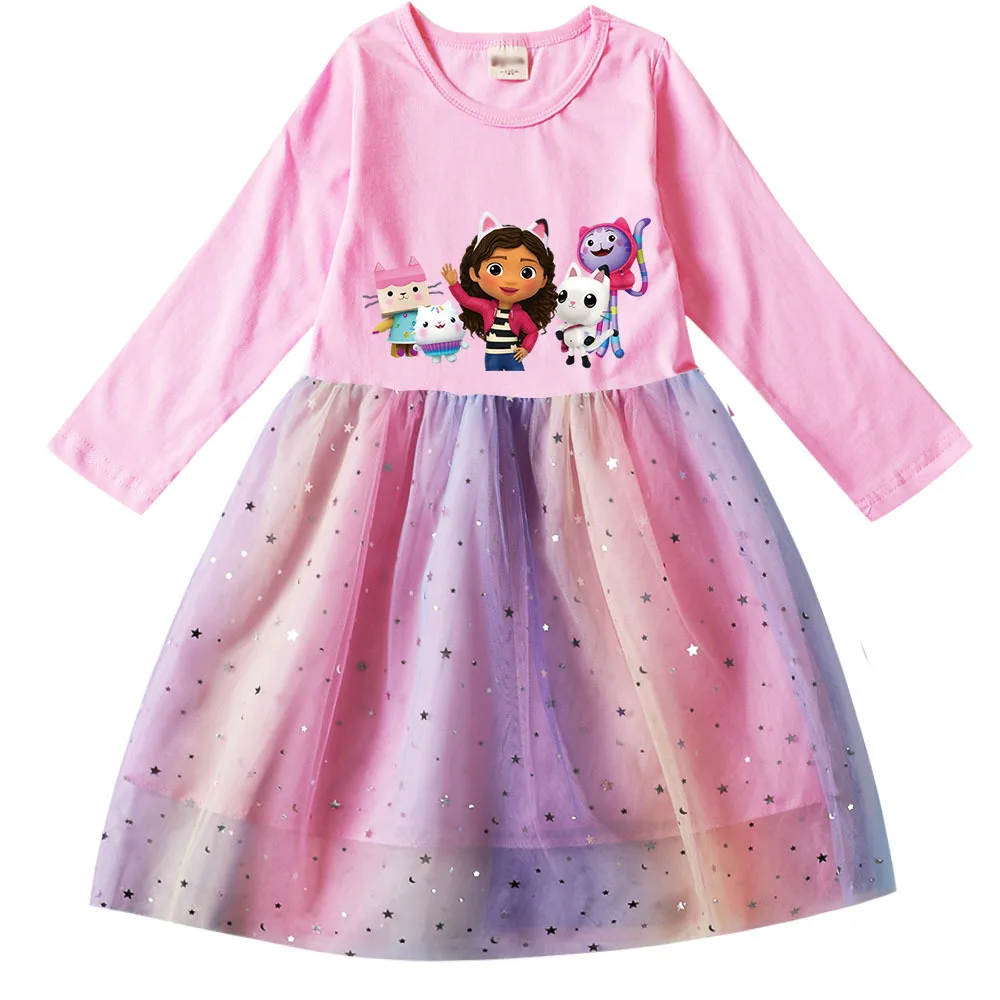 

Gabbys Dolhouse Dress Kids Gaby Chat Clothes Baby Girls Long Sleeve Casual Dresses Wedding Party Sequin Birthday Gifts Vestidos