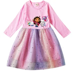 Gabbilé-Robe Dolhouse à manches longues pour enfants, robes décontractées pour bébés filles, robes à sequins pour fête de mariage, vêtements éducatifs, cadeaux d'anniversaire