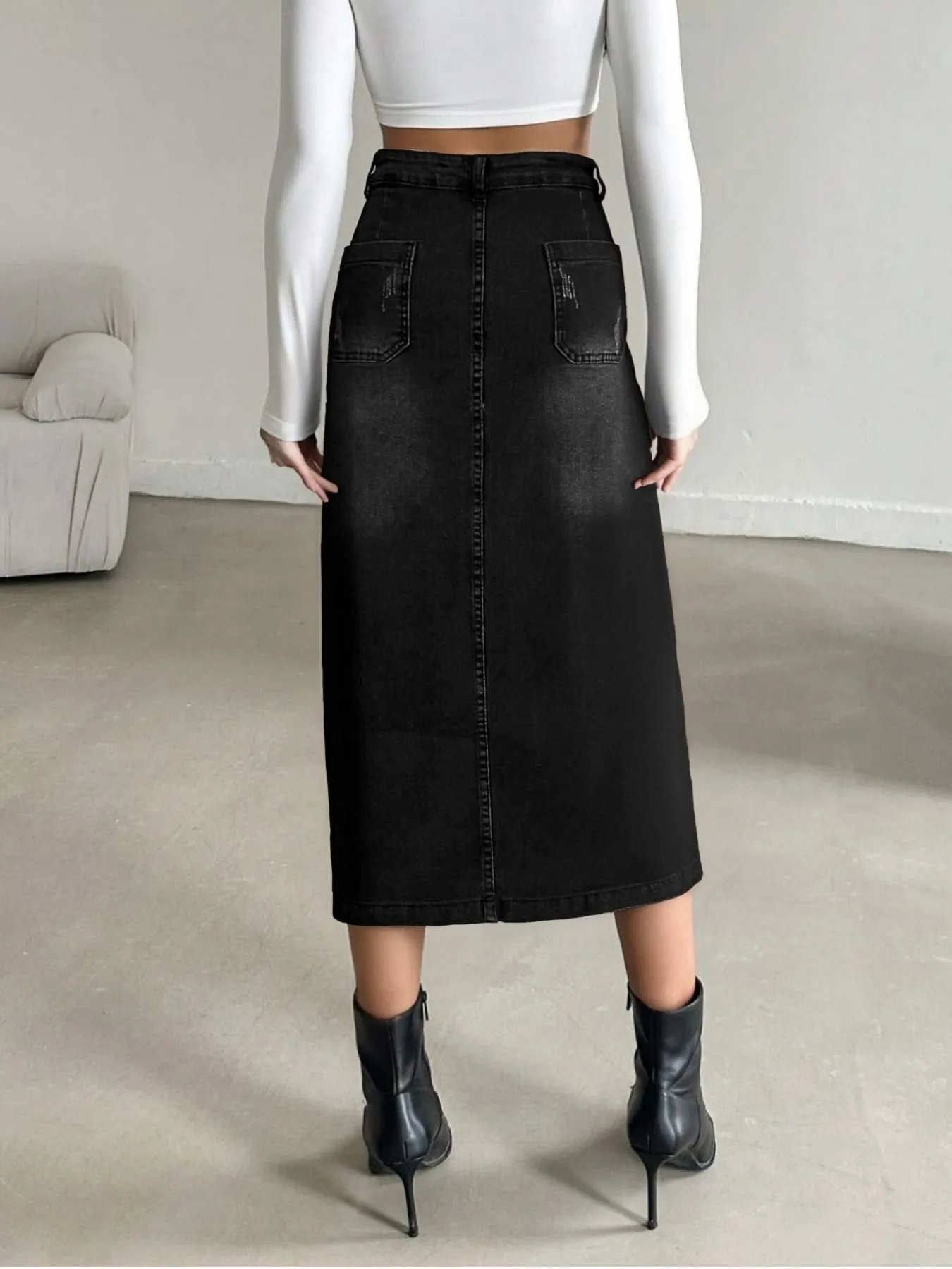 Irregular Distressed Denim Skirts for Women Streetwear Retro Single Breasted High Waist Mid-Length Skirt New Lady Fashion Skirts