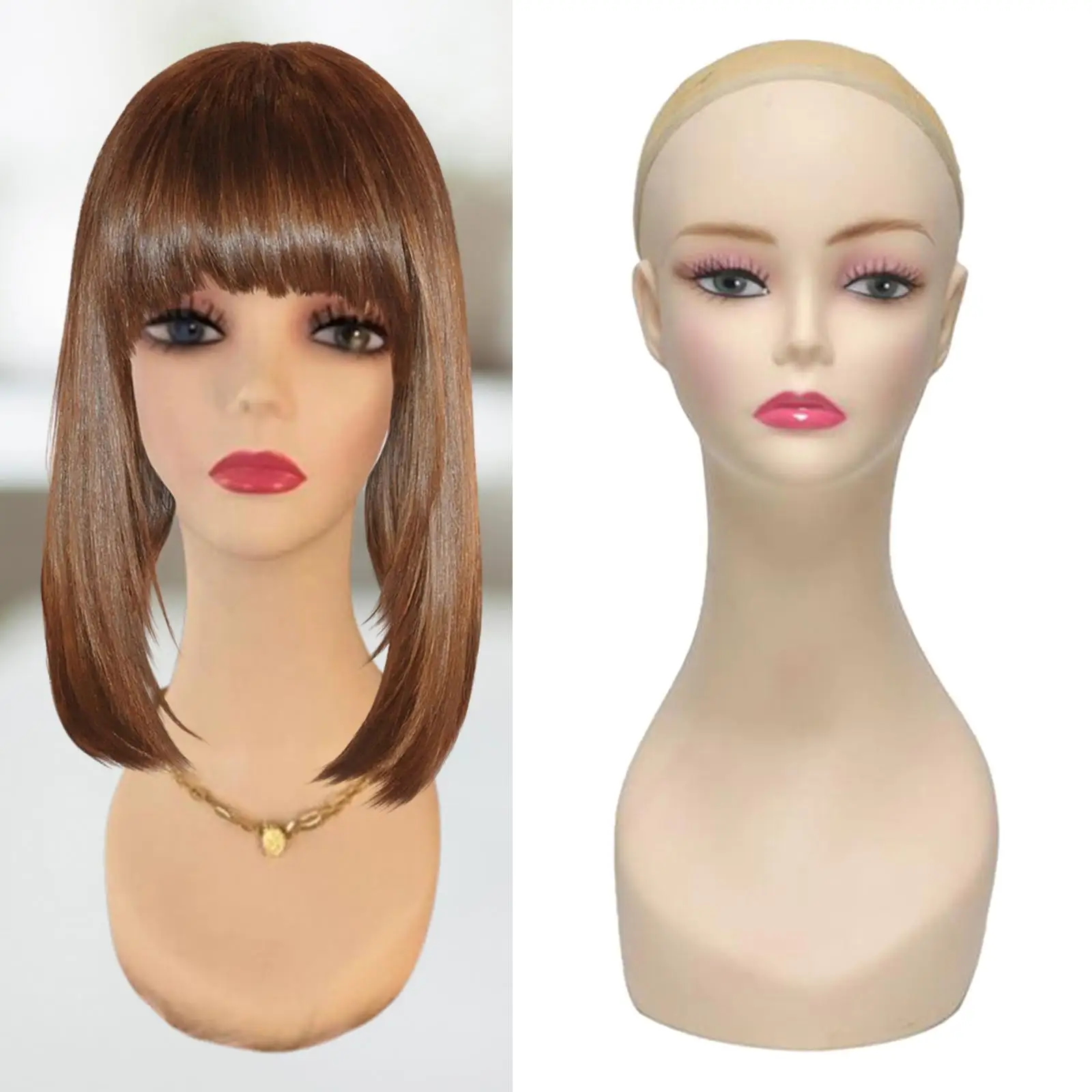 

Realistic Mannequin Head Wig Showing Stand with Makeup Realistic Wig Head for