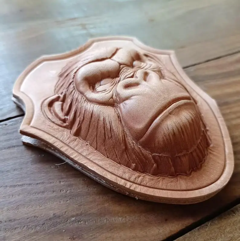3D Embossed Leather Gorilla Patch 12.7*11.5cm *3cm Undyed Vegetable-tanned Leather Semi-finished Top Layer and One Bottom Layer.