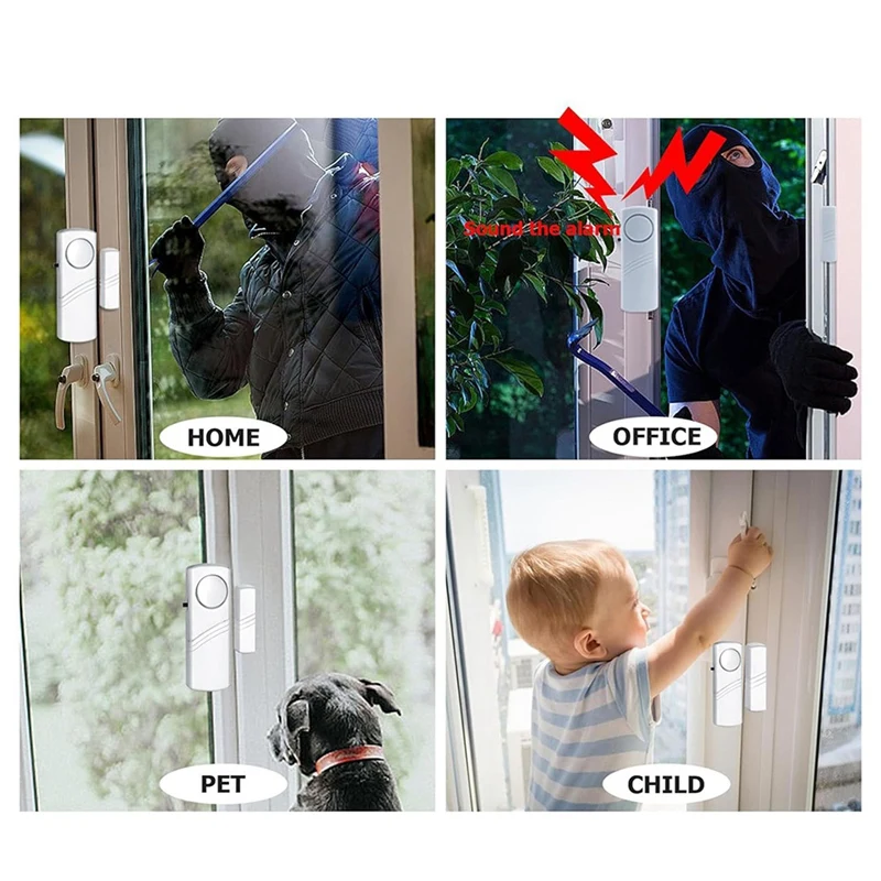 【ساخن】8 قطع منبه نافذة باب الأمان، إنذار ضد السرقة لنافذة الباب اللاسلكية، أجهزة إنذار جرس الباب لحمام السباحة في نافذة المكتب