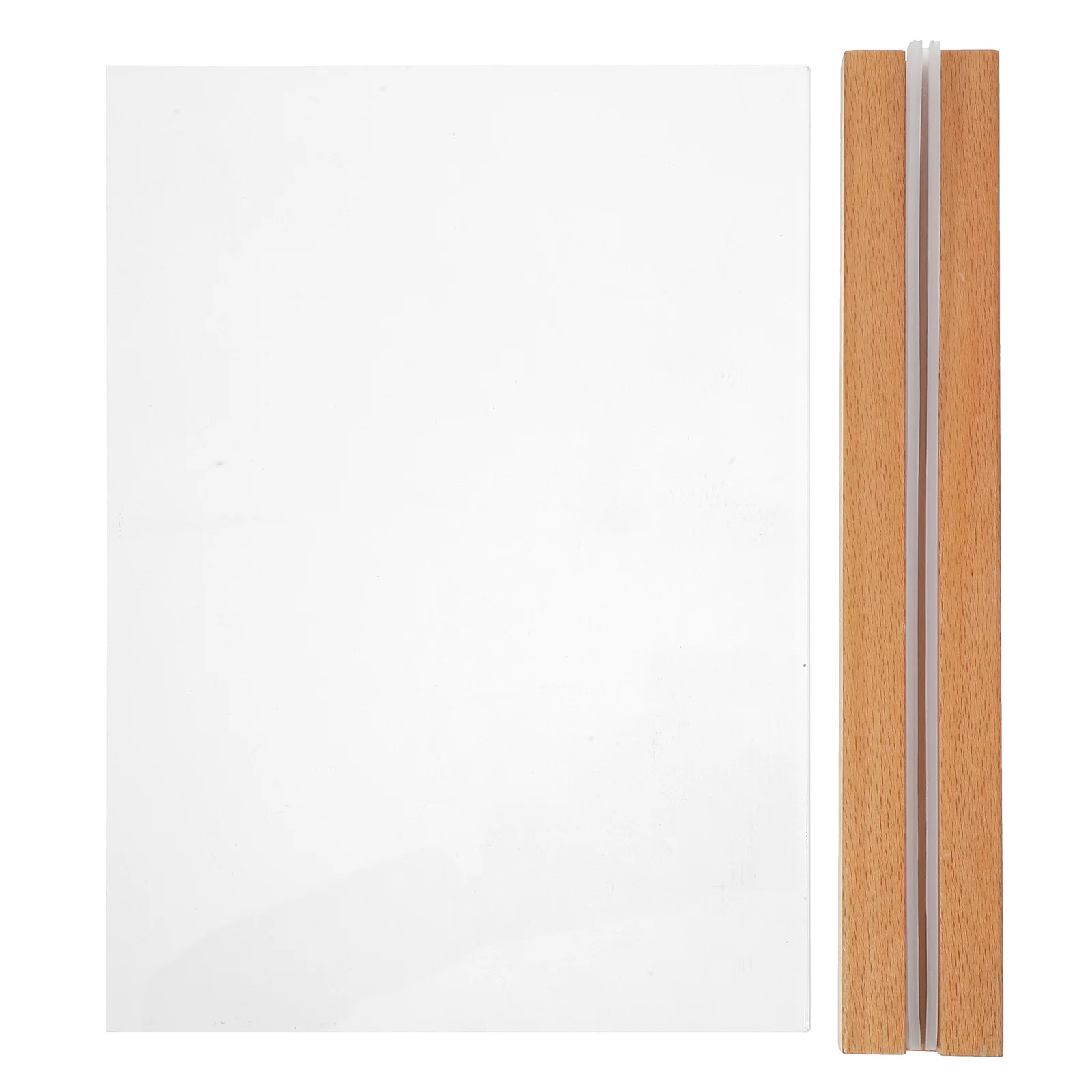 

T-Shaped Table Sign Holder ABS Wood Clear Display Stand for Office Store Restaurant Menu Brochure Price Tags Desk Accessories