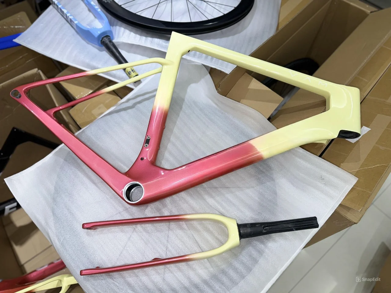 pink OSTRO VAM Windproof Road Bike Carbon Fiber Frame Ultra-light Version Wind Breaking and Climbing Comprehensive Frame